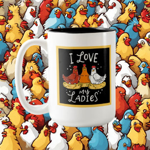 cute chicken lovers add monogram Two-Tone coffee mug
