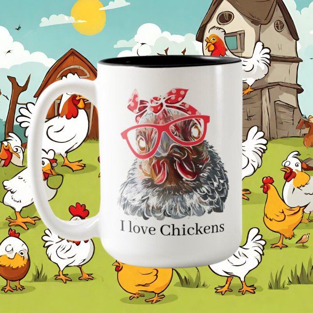 cute chicken lovers add monogram Two-Tone coffee mug (Creator Uploaded)