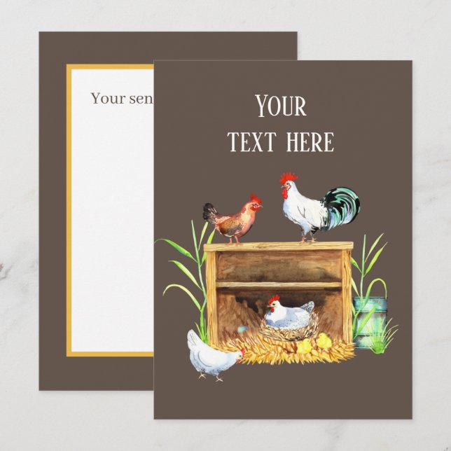 cute chicken lovers add sentiment card (Front/Back)