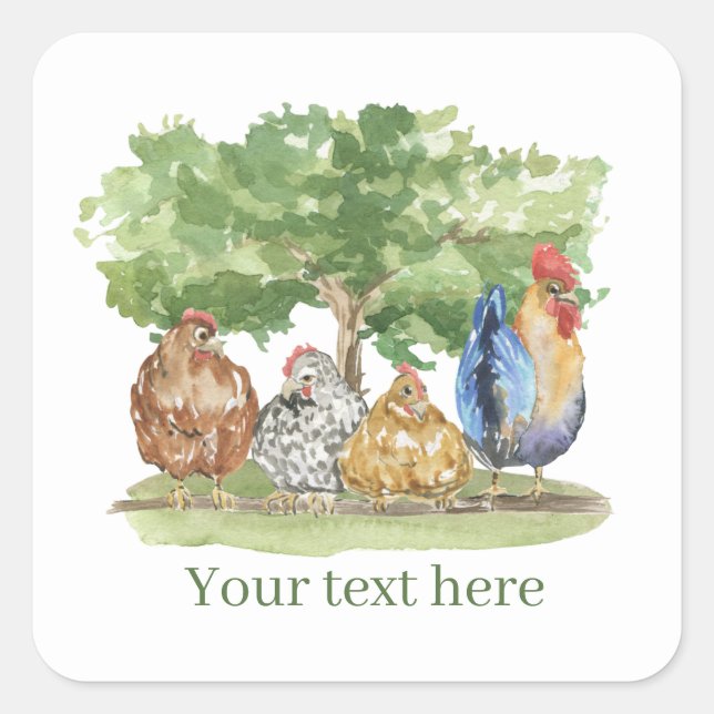 cute chicken lovers add text  square sticker (Front)