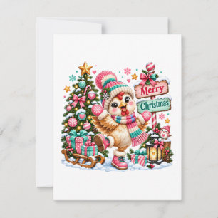Cute Chicken Merry Christmas Card