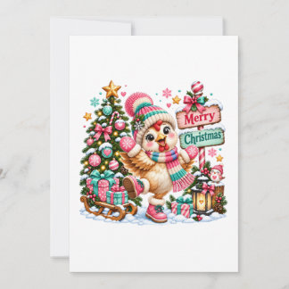 Cute Chicken Merry Christmas Card