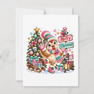 Cute Chicken Merry Christmas Thank You Card