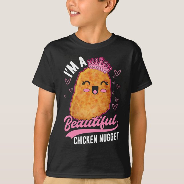 Cute Chicken Nugget Girl Foodie Queen T-Shirt (Front)