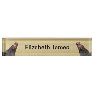 Cute Chicken Portraits Personalised  Nameplate
