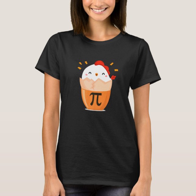Cute Chicken Pot Pi Day Math Day T-Shirt (Front)