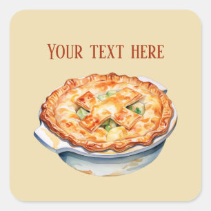Cute chicken pot pie add message square sticker
