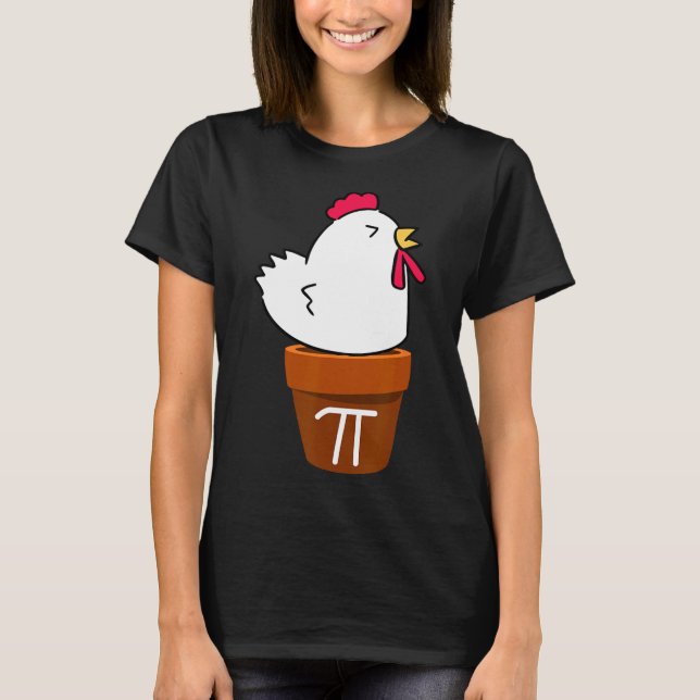 Cute Chicken Pot Pie Funny Math Pun Pi Symbol  T-Shirt (Front)