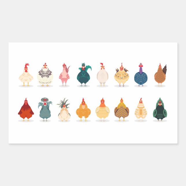 Cute Chicken Rectangular Sticker (Front)