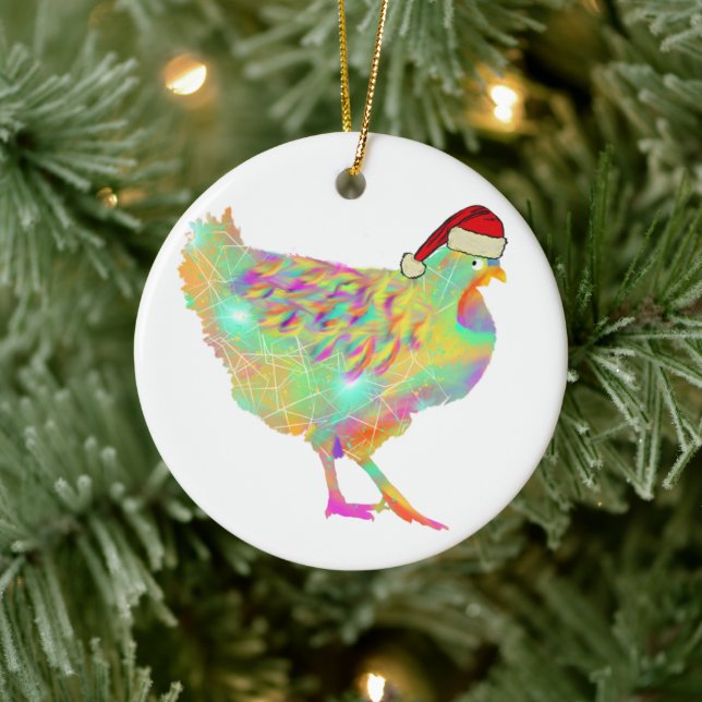 Cute chicken Santa Ceramic Tree Decoration (Tree)