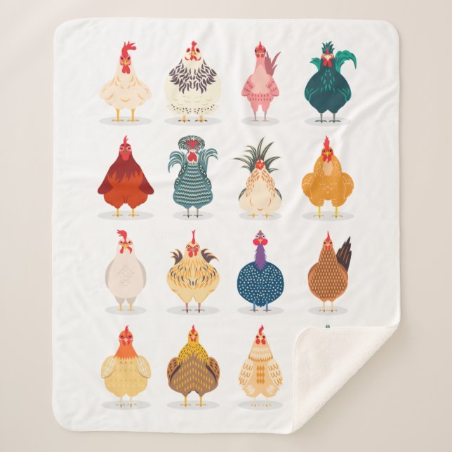 Cute Chicken Sherpa Blanket (Front)