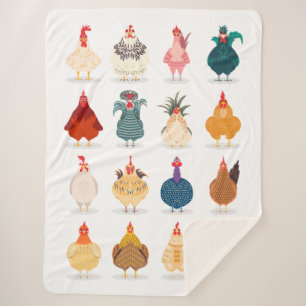 Cute Chicken Sherpa Blanket