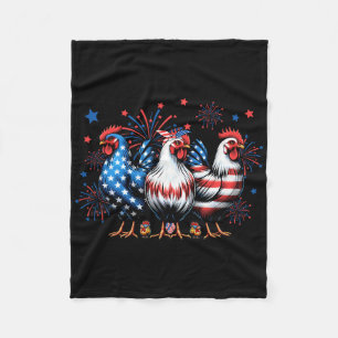 Cute Chicken Usa Flag Patriotic Chicken Lover 4th Fleece Blanket