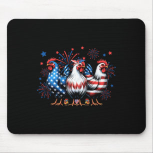 Cute Chicken Usa Flag Patriotic Chicken Lover 4th Mouse Mat
