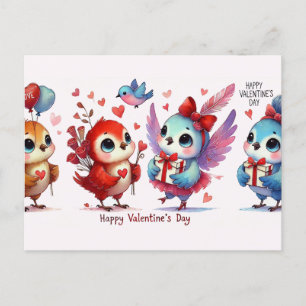 Cute Chicken wish you Happy Valentines Day Postcard