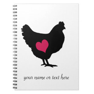 Cute Chicken with Pink Heart Notebook