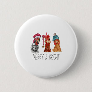 Cute Chickens Christmas Christmas Farm Animal Funn 6 Cm Round Badge