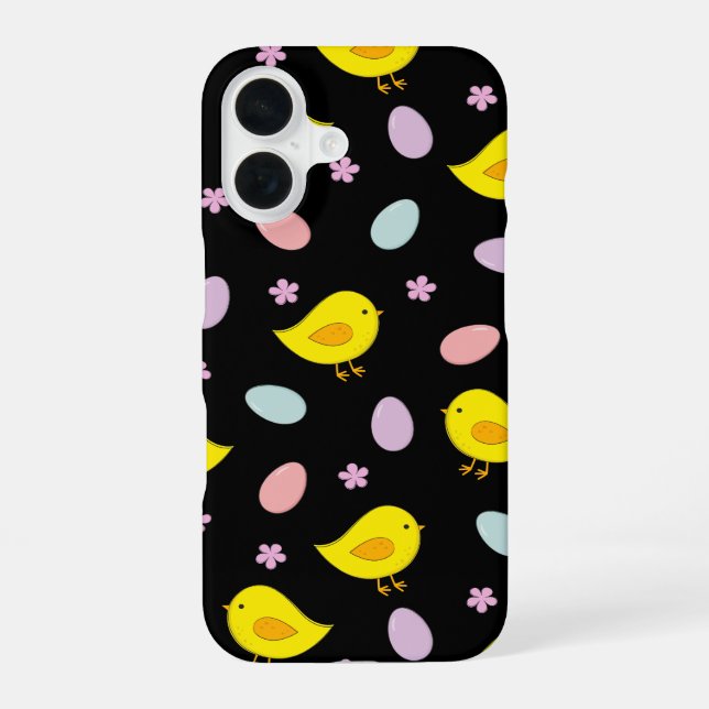 Cute Chickens Eggs Easter pattern Custom colour iPhone 16 Case (Back)