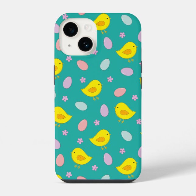 Cute Chickens Eggs Easter Pattern Custom colour iPhone Case (Back)