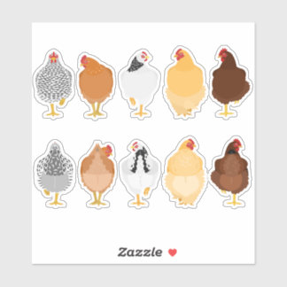 cute chickens front&back sticker set