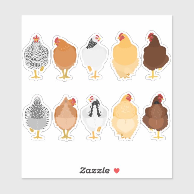 cute chickens front&back sticker set (Sheet)