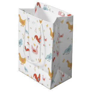 Cute Chickens Hens and Baby Chicks Medium Gift Bag