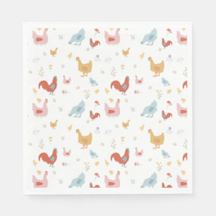 Cute Chickens Hens and Baby Chicks Napkin
