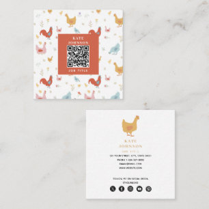 Cute Chickens Hens and Baby Chicks Square Business Card