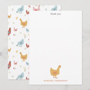 Cute Chickens Hens and Baby Chicks Thank You Card