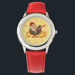 Cute Chickens kids' watches<br><div class="desc">Using the “Customise it” function,  you can change the background colour of this item to any colour you want,  and add your own text if you wish. See my store for other items with this design.</div>