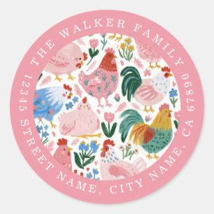 Cute Chickens Round Stickers