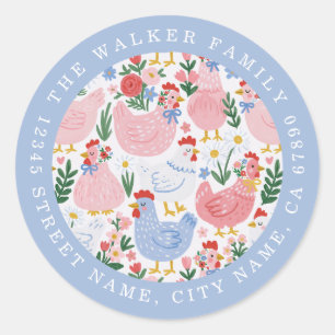 Cute Chickens Round Stickers