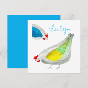 Cute chickens watercolor art card