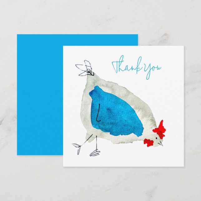 Cute chickens watercolor art card (Front/Back)