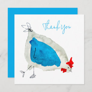 Cute chickens watercolor art card