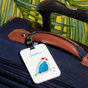 Cute chickens watercolor art luggage tag