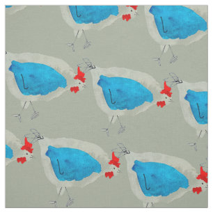 Cute chickens watercolor fabric