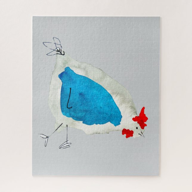 Cute chickens watercolor jigsaw puzzle (Vertical)