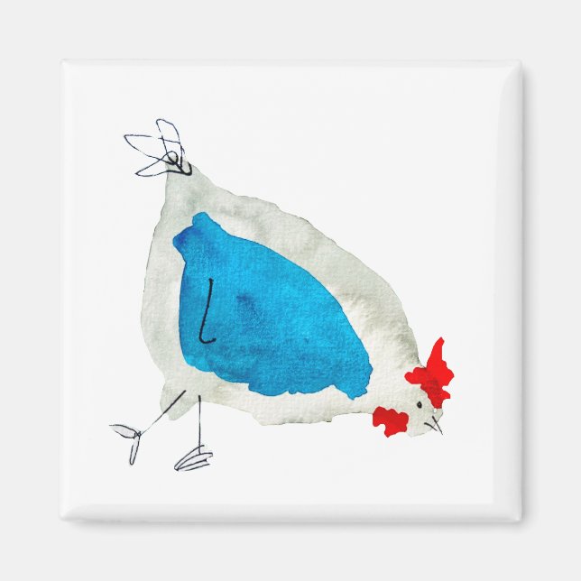Cute chickens watercolor magnet (Front)