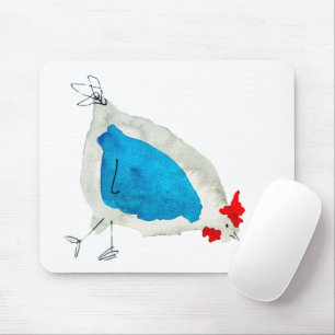 Cute chickens watercolor mouse mat