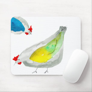 Cute chickens watercolor mouse mat