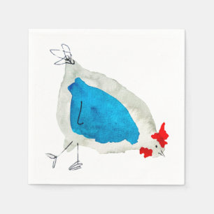 Cute chickens watercolor napkin