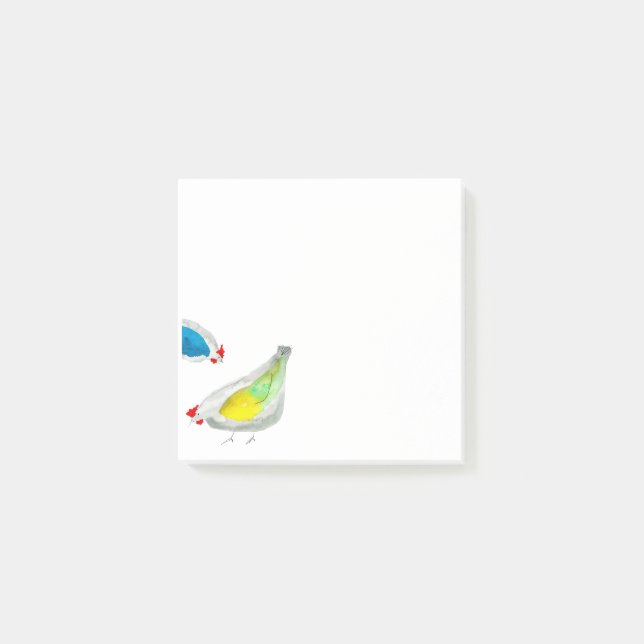 Cute chickens watercolor post-it notes (Front)