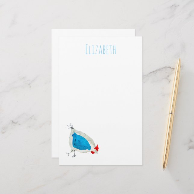 Cute chickens watercolor stationery (Front/Back In Situ)