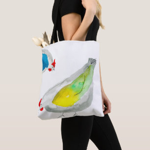 Cute chickens watercolor tote bag
