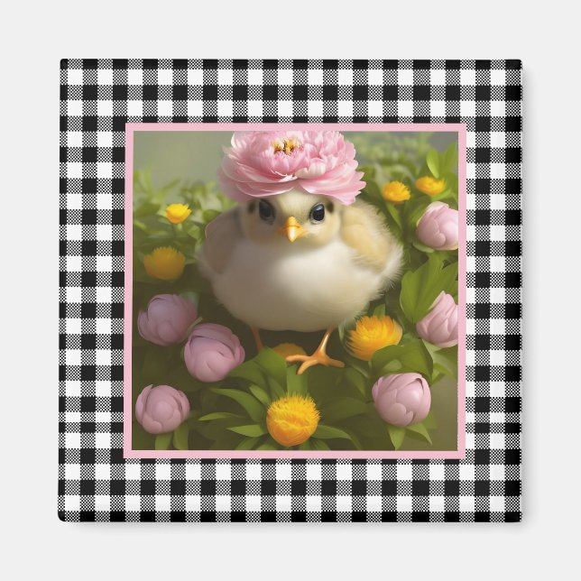 Cute Chicks and Flowers Easter  Magnet (Front)