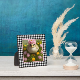 Cute Chicks and Flowers Easter Tabletop Plaque