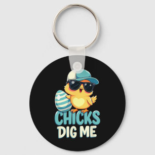 Cute Chicks Dig Me Easter 2 Key Ring
