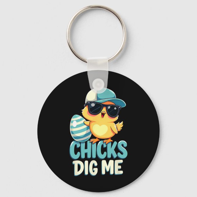 Cute Chicks Dig Me Easter 2  Key Ring (Front)