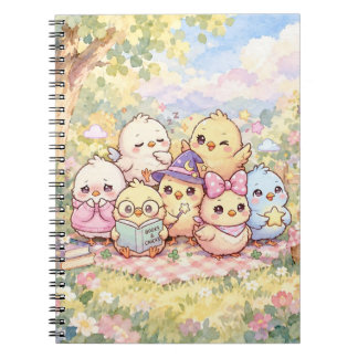 Cute Chicks in Spring Garden Spiral Notebook